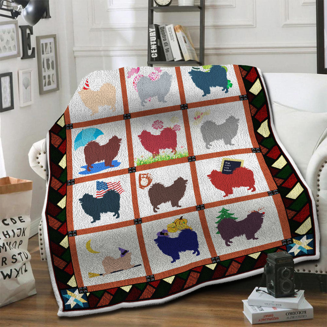 litzzy American Eskimo Fleece Blanket HST1910503 Fleece Blanket   