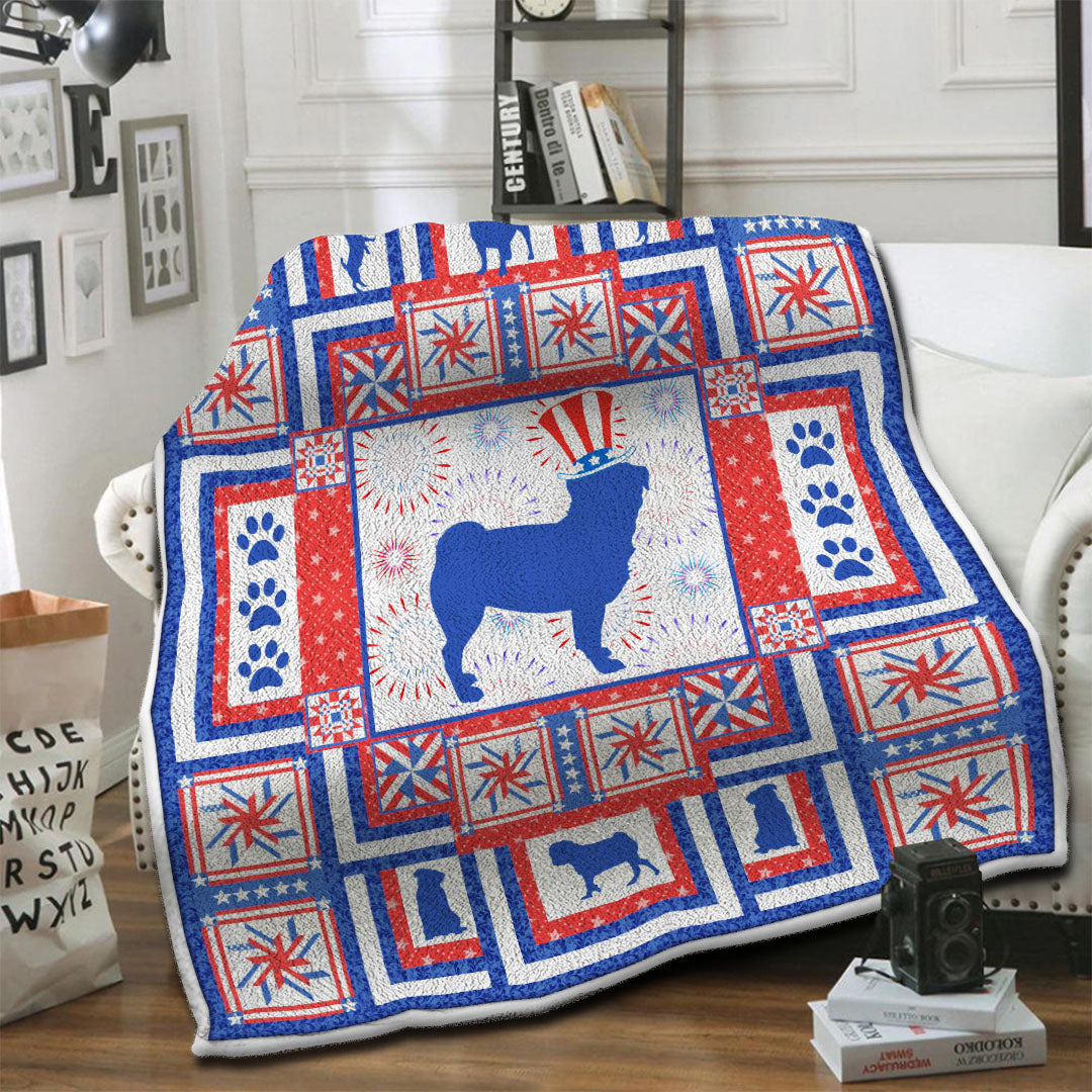 litzzy American Pug Fleece Blanket HST1910806 Fleece Blanket   
