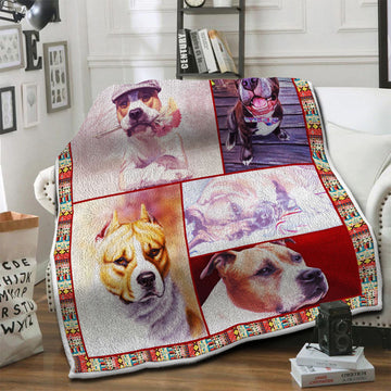 litzzy American Staffordshire Terrier Dog Fleece Blanket HST19101416 fleece blanket   