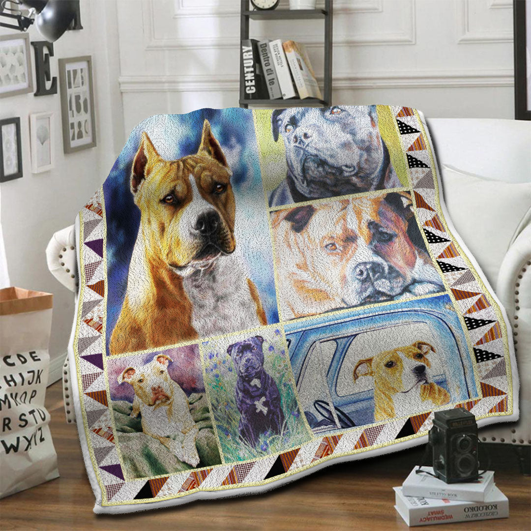 litzzy American Staffordshire Terrier Dog Fleece Blanket HST19101417 fleece blanket   