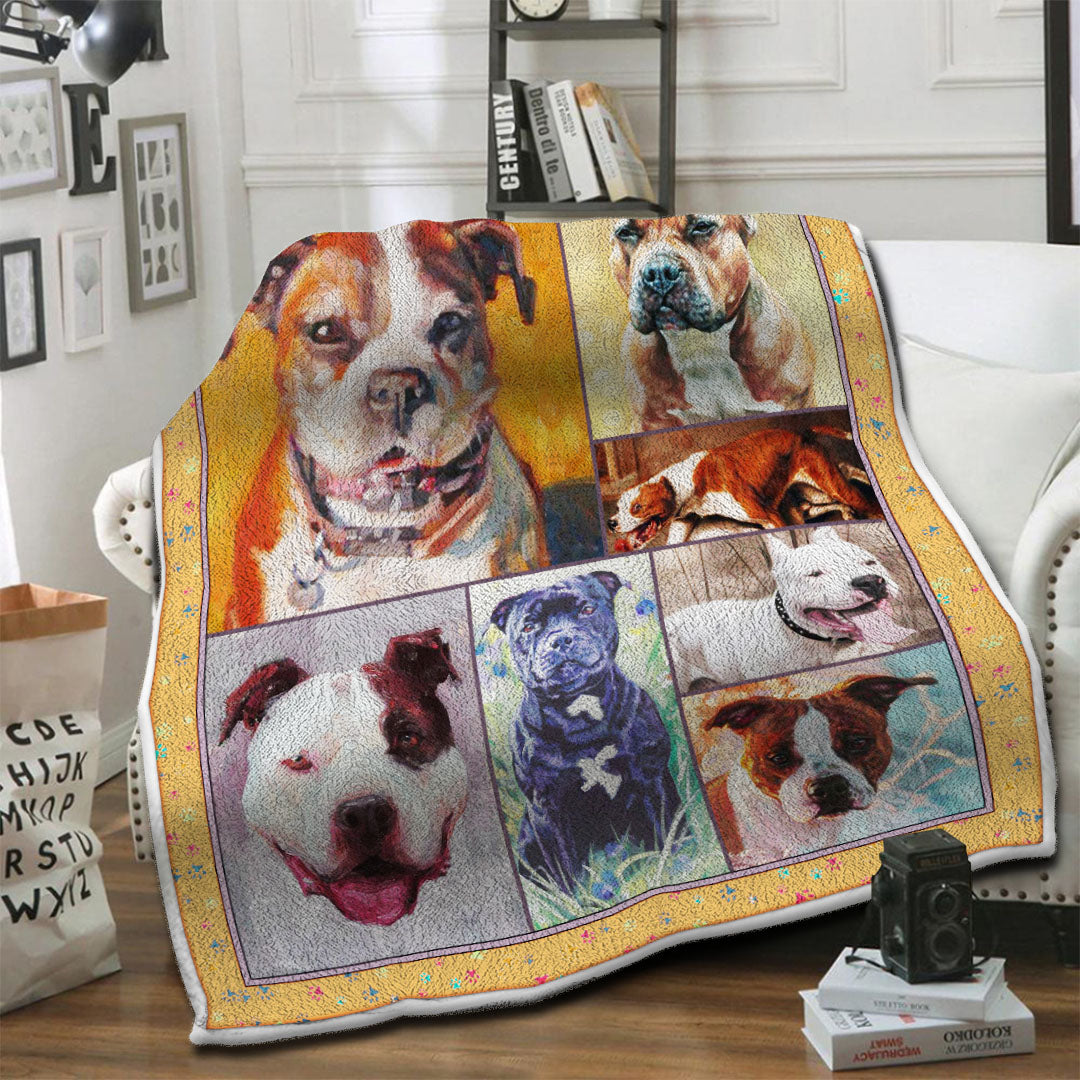 litzzy American Staffordshire Terrier Dog Fleece Blanket HST19101418 fleece blanket   