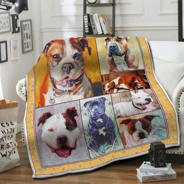 litzzy American Staffordshire Terrier Dog Fleece Blanket HST19101418 fleece blanket   