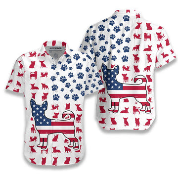 litzzy Chihuahua Hawaiian Shirt, Chihuahua American Flag Aloha Shirt For Men, Women - Perfect Gift For Chihuahua Lovers, dog hawaiian shirt Hawaii Shirt   