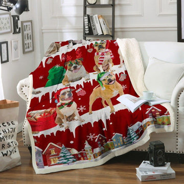 litzzy American Staffordshire Terrier Snow Christmas CL11120162MDF Sherpa Fleece Blanket Sherpa Fleece Blanket   