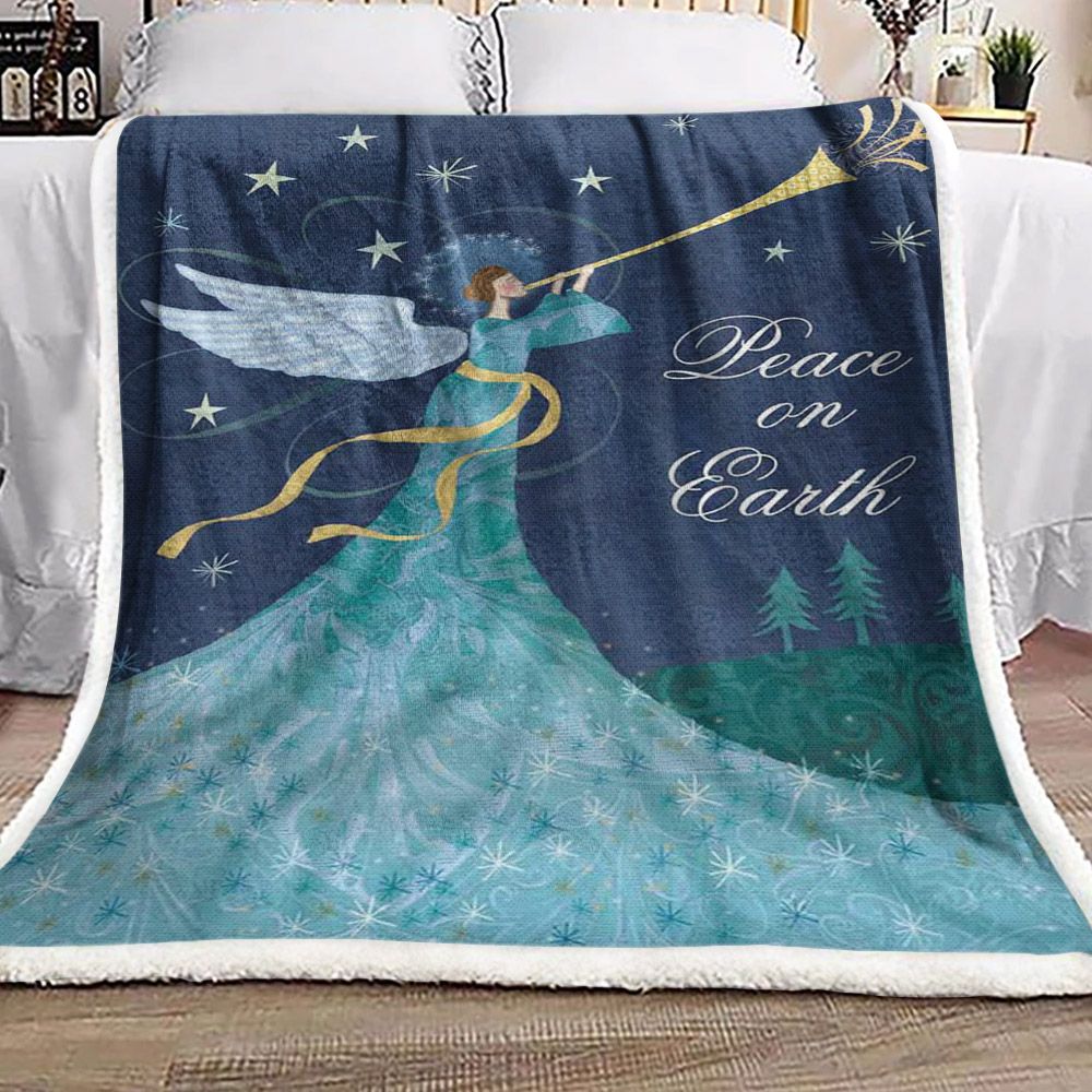 litzzy Angel Christmas Night HN3010002F Sherpa Fleece Blanket Sherpa Fleece Blanket   