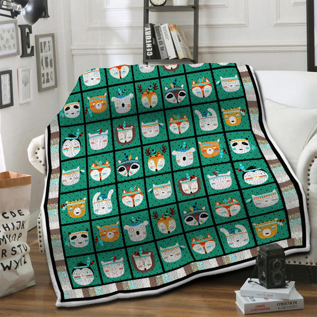 litzzy Animal Native American Fleece Blanket HST19103558 Fleece Blanket   