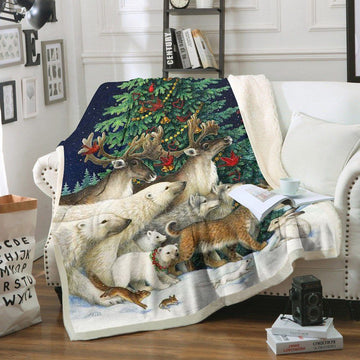 litzzy Animal Christmas GS-CL-KC1307 Sherpa Fleece Blanket Sherpa Fleece Blanket   
