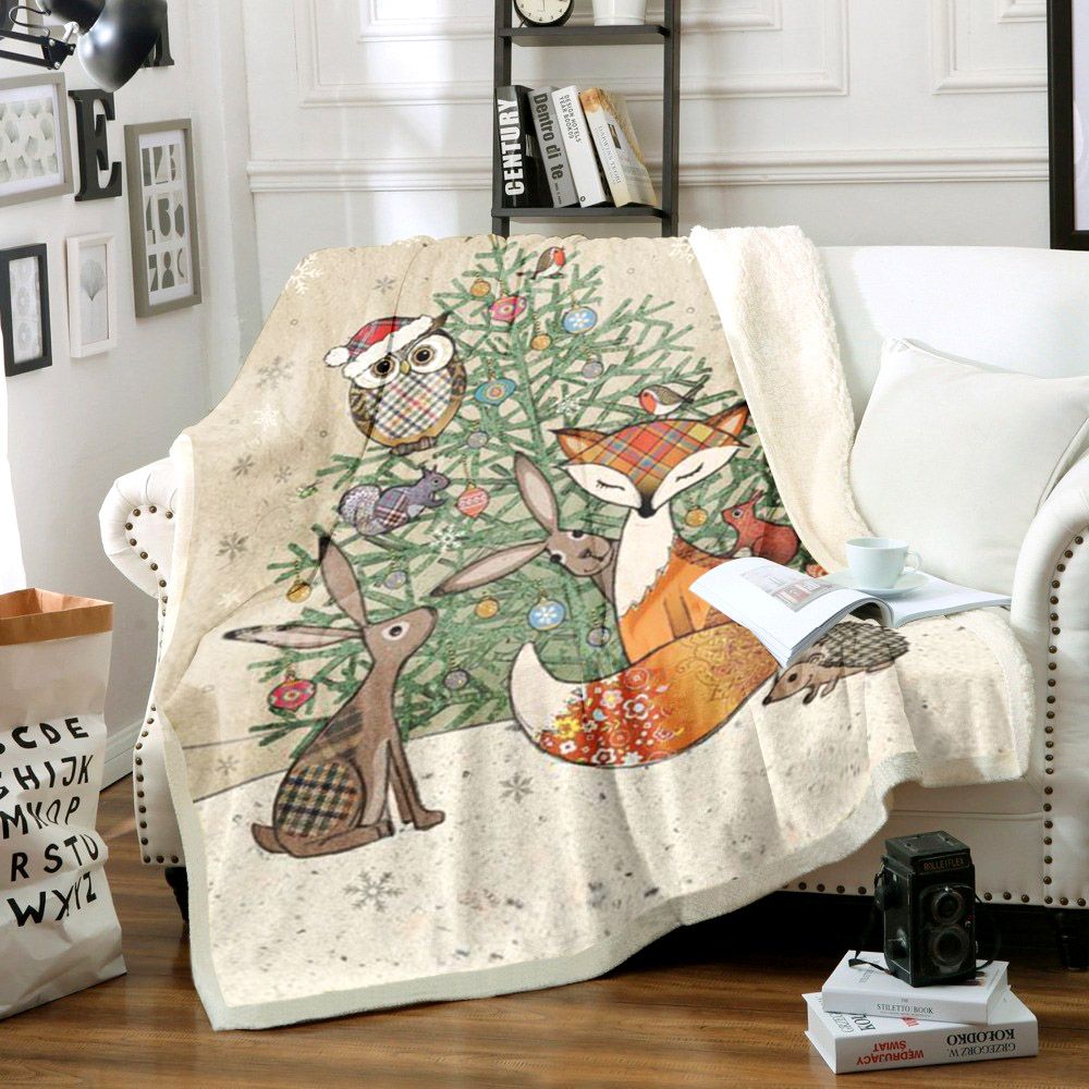 litzzy Animal Christmas HM1412001TT Sherpa Fleece Blanket Sherpa Fleece Blanket   