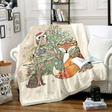 litzzy Animal Christmas HM1412001TT Sherpa Fleece Blanket Sherpa Fleece Blanket   
