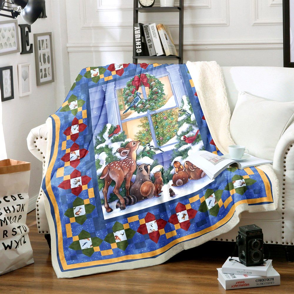 litzzy Animal Christmas TN2111005TT Sherpa Fleece Blanket Sherpa Fleece Blanket   