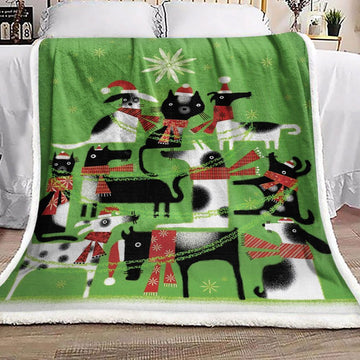 litzzy Animal Christmas Tree NP2011001F Sherpa Fleece Blanket Sherpa Fleece Blanket   
