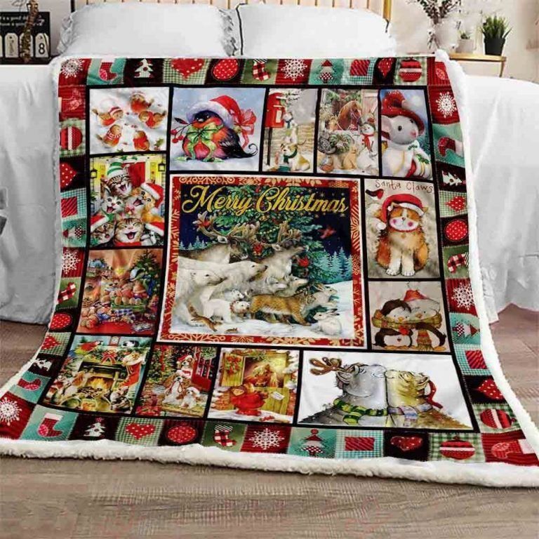 litzzy Animal In Christmas NC1909863CL Sherpa Fleece Blanket Sherpa Fleece Blanket   