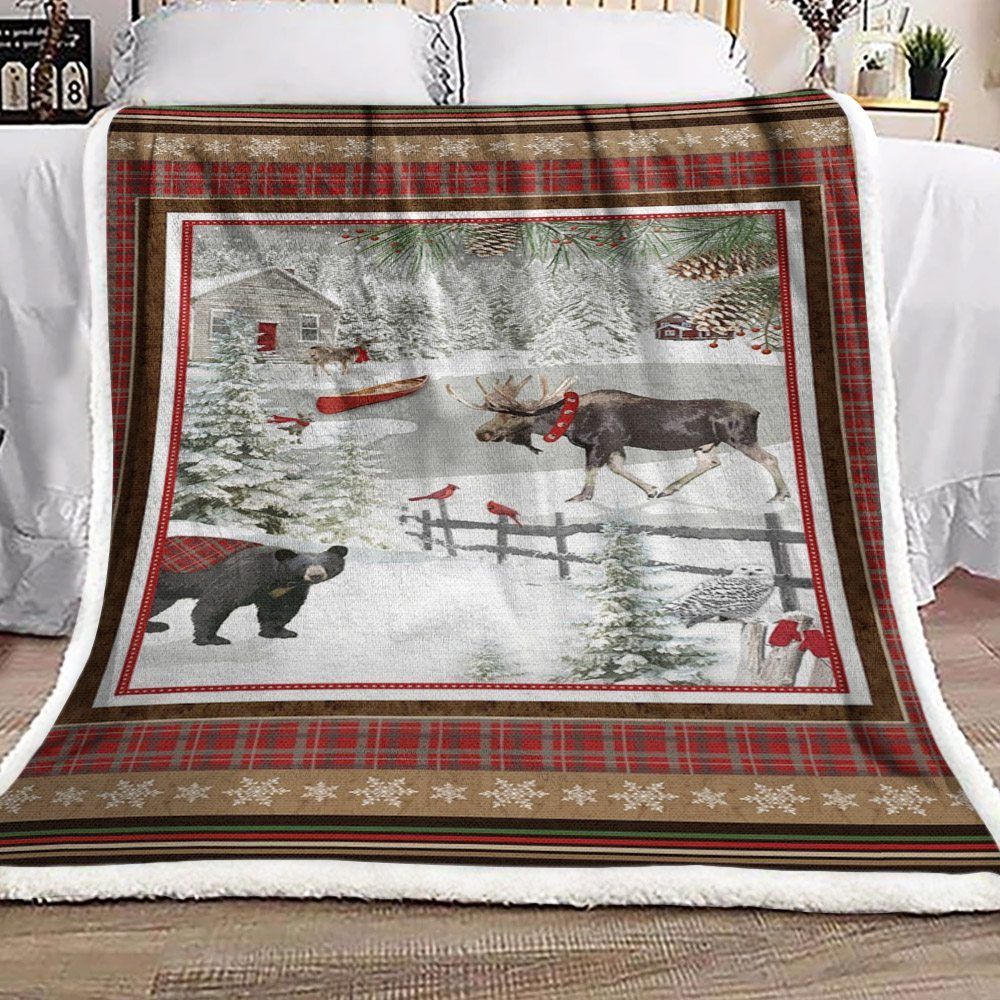 litzzy Animals Christmas GS-CL-KC1707 Sherpa Fleece Blanket Sherpa Fleece Blanket   