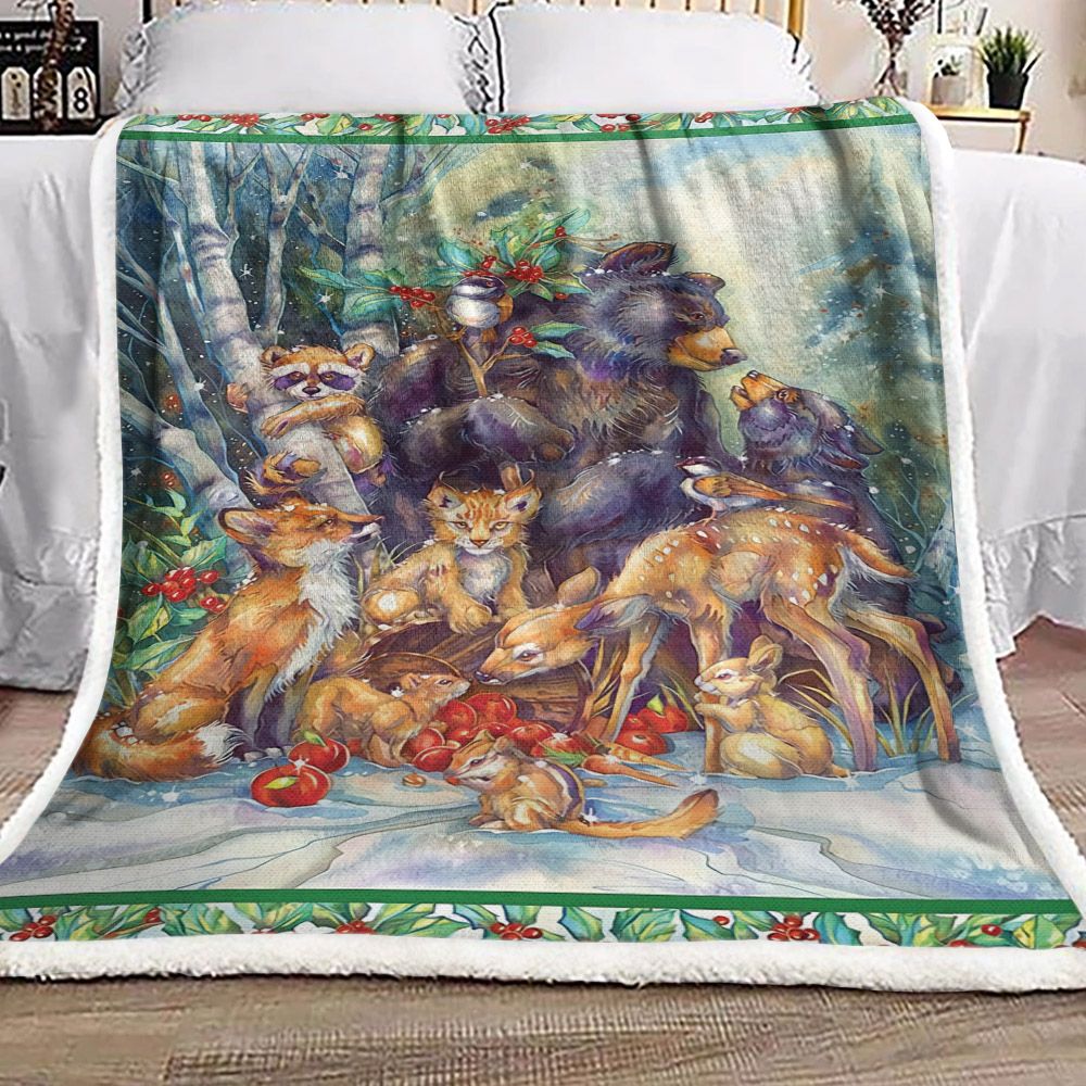 litzzy Animals Christmas In Jungle DD071008F Sherpa Fleece Blanket Sherpa Fleece Blanket   