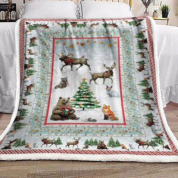 litzzy Animals Christmas ML0211006F Sherpa Fleece Blanket Sherpa Fleece Blanket   