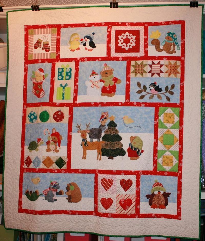 litzzy Animals In The Winter Christmas CLH2111023Q Fleece Blanket Quilt Blanket   