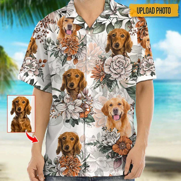 litzzy Custom Cute Animal Flower Hawaiian Shirt, Personalized Hawaiian Shirts, Custom Photo Hawaiian Shirt Hawaii Shirt   