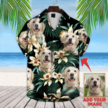 litzzy Custom Photo Dog Flowers Pattern Hawaiian Shirt, Custom Photo Hawaiian Shirt, Personalized Hawaiian Shirts Hawaii Shirt   
