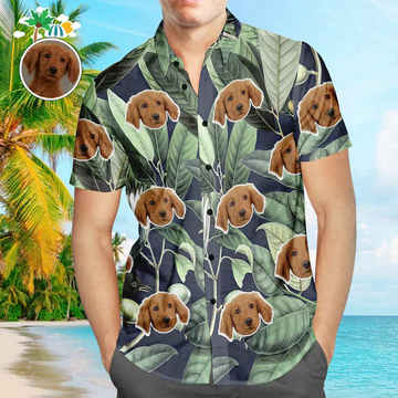 litzzy Custom Tropical Leaves Pattern Hawaiian Shirt, Personalized Hawaiian Shirts, Custom Photo Hawaiian Shirt Hawaii Shirt   