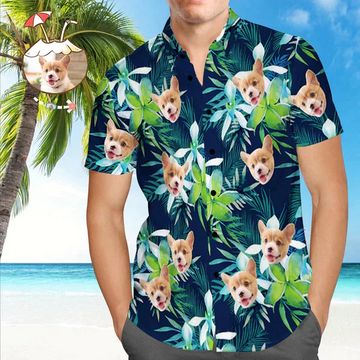 litzzy Custom Photo Pet Face Funky Vintage Hawaiian Shirt, Personalized Hawaiian Shirts, Custom Photo Hawaiian Shirt Hawaii Shirt   