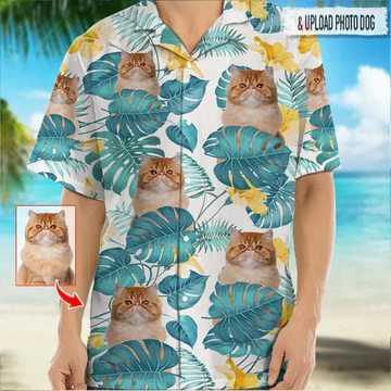litzzy Personalized Photo Upload Cat Hawaiian Shirt, Custom Animal Hawaiian Shirt, Personalized Hawaiian Shirts, Custom Photo Hawaiian Shirt Hawaii Shirt   