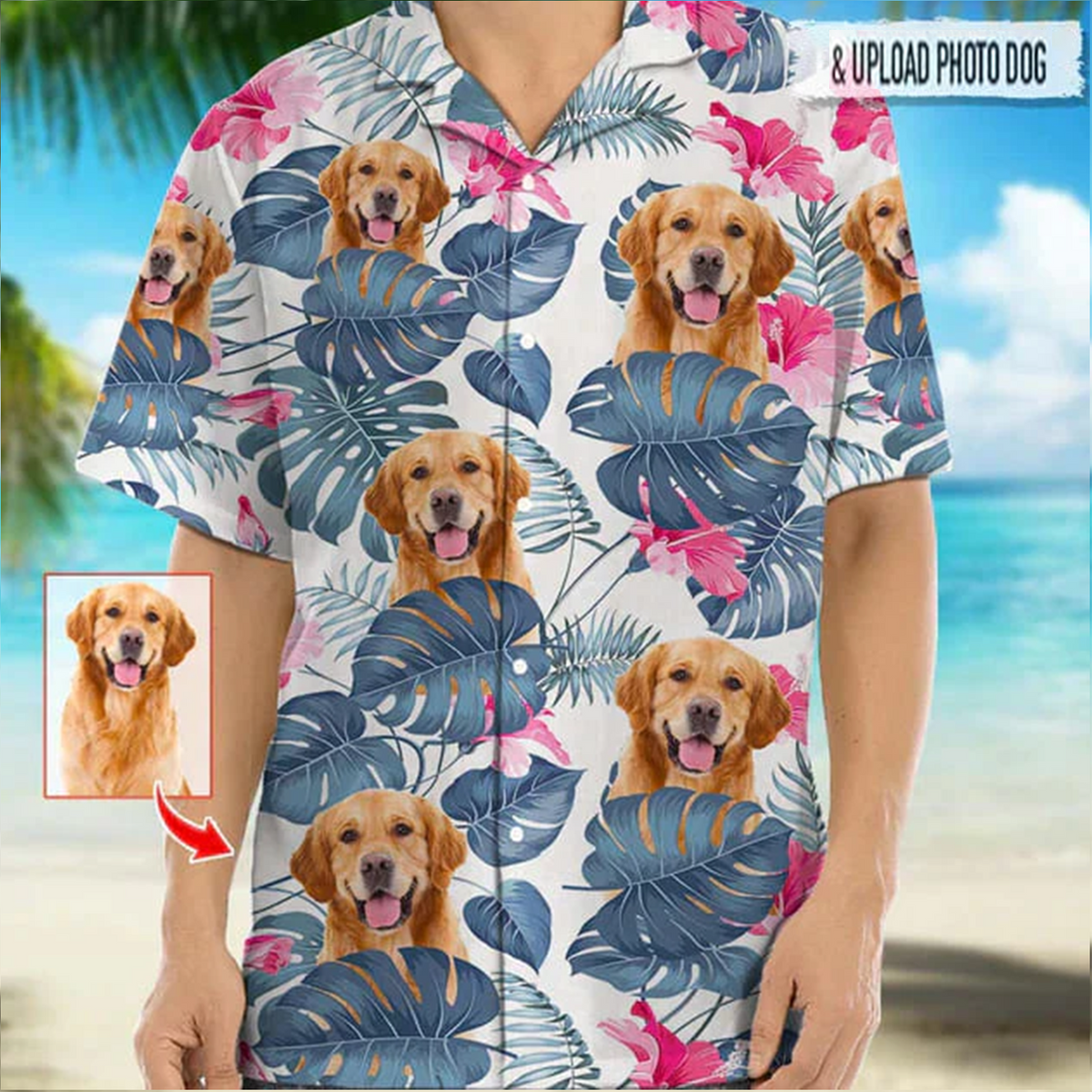litzzy Personalized Photo Upload Dog Hawaiian Shirt, Custom Animal Hawaiian Shirt, Personalized Hawaiian Shirts, Custom Photo Hawaiian Shirt Hawaii Shirt   
