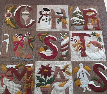 litzzy Applique Christmas CLT2011009H Fleece Blanket Quilt Blanket   