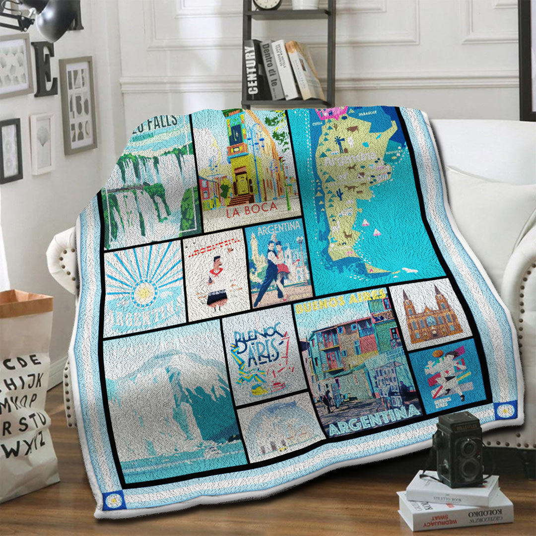 litzzy Argentina Fleece Blanket HST19103559 Fleece Blanket   