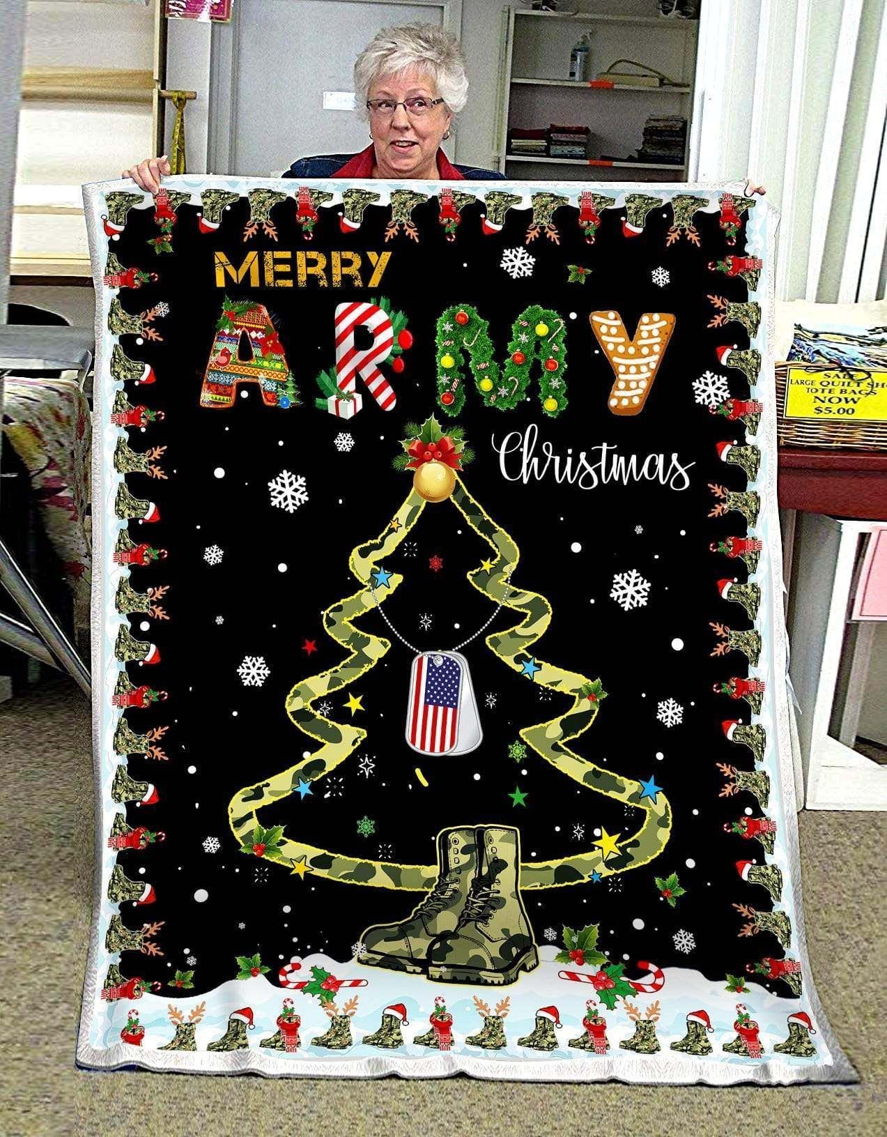 litzzy Army Merry Army Christmas GS CL DT1810 Sherpa Fleece Blanket Sherpa Fleece Blanket   