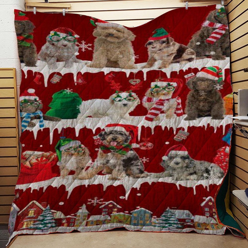 litzzy Aussiedoodle Snow Christmas CL11120016MDQ Fleece Blanket Quilt Blanket   
