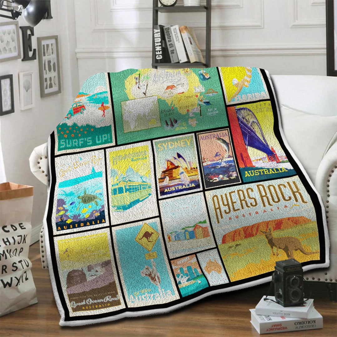litzzy Australia Fleece Blanket HST19103560 Fleece Blanket   