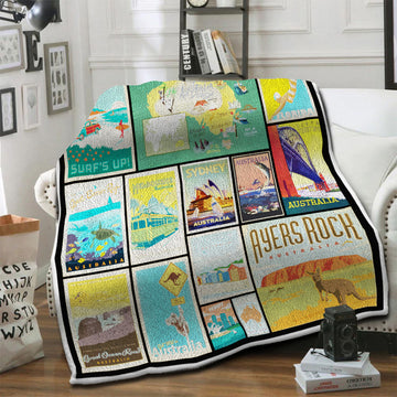 litzzy Australia Fleece Blanket HST19103560 Fleece Blanket   