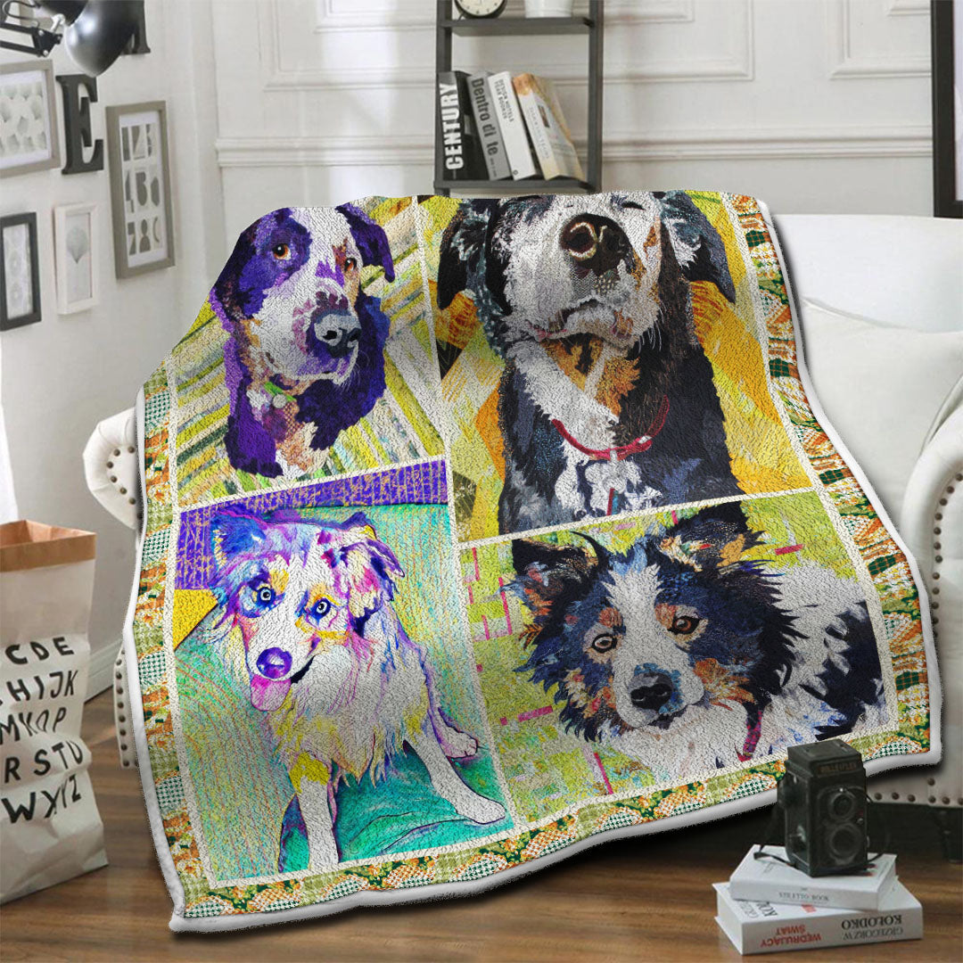 litzzy Australian Shepherd Dog Fleece Blanket HST19101437 fleece blanket   