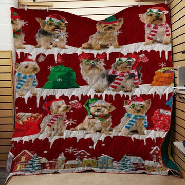 litzzy Australian Silky Terrier Snow Christmas CL11120020MDQ Fleece Blanket Quilt Blanket   