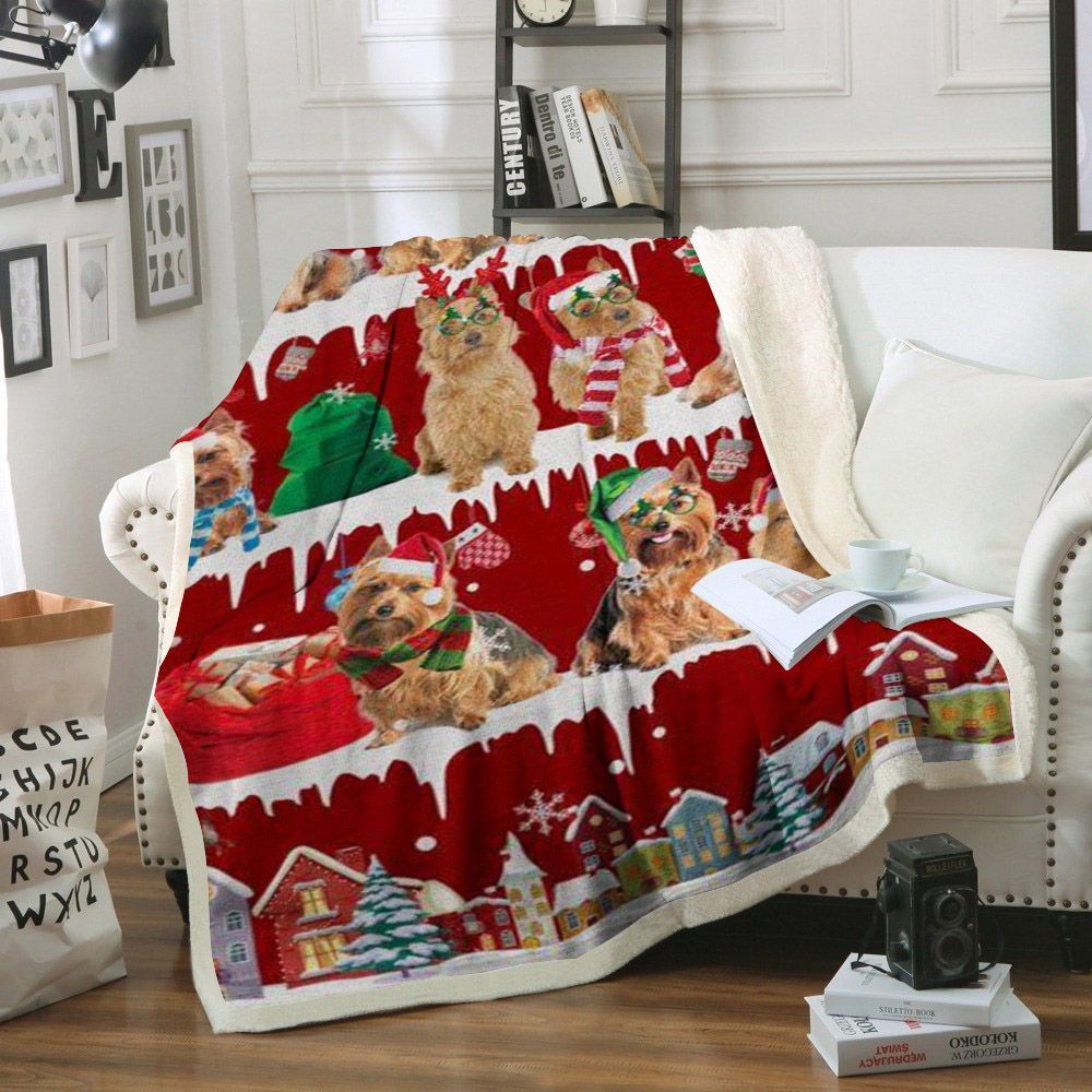 litzzy Australian Terrier Snow Christmas CL11120171MDF Sherpa Fleece Blanket Sherpa Fleece Blanket   