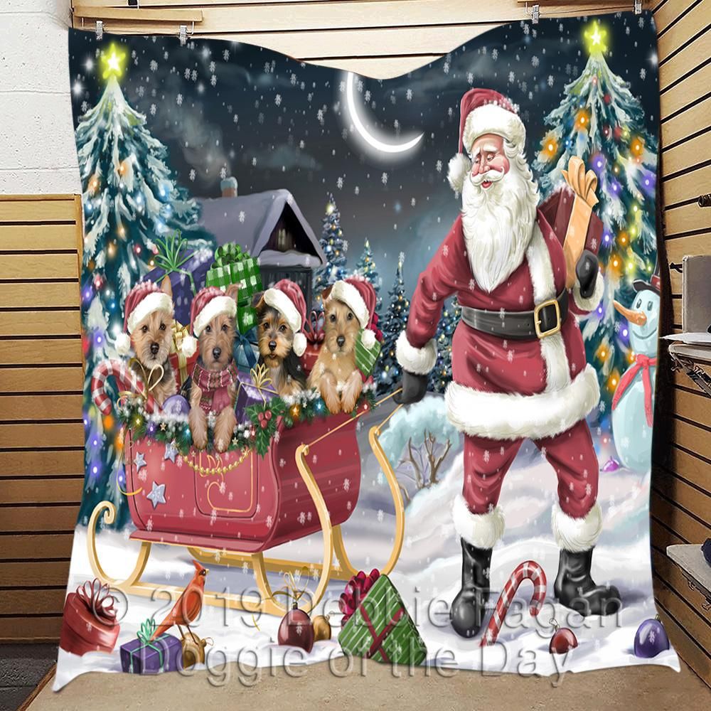 litzzy Australian Terriers Christmas CL18110204MDQ Fleece Blanket Quilt Blanket   