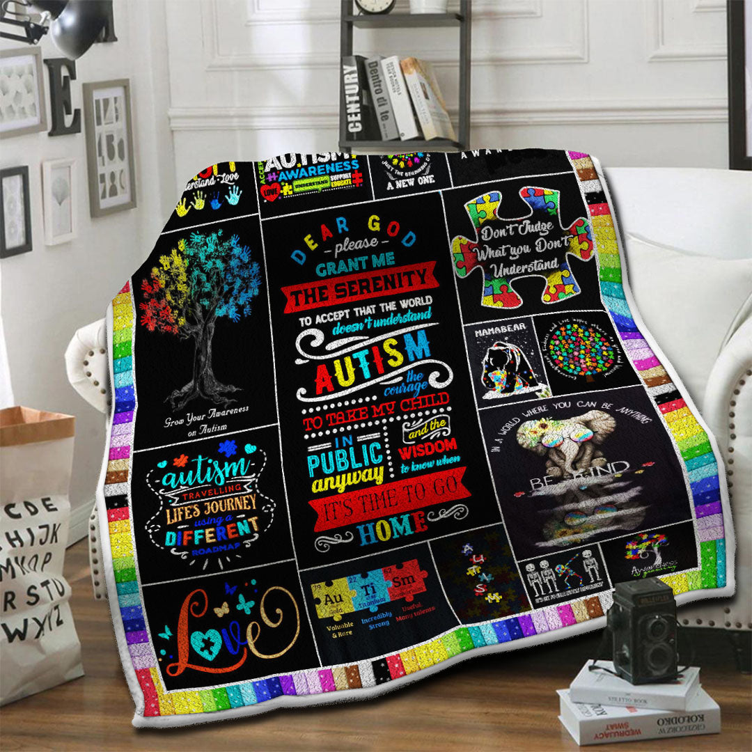 litzzy Autism Fleece Blanket HST19101002 Fleece Blanket   