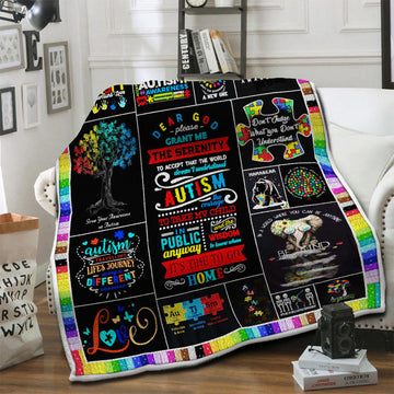 litzzy Autism Fleece Blanket HST19101002 Fleece Blanket   
