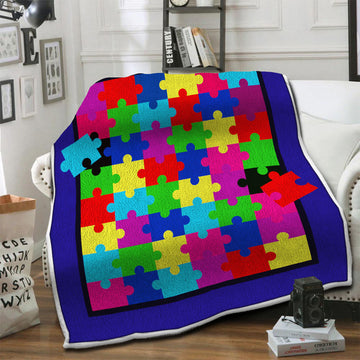 litzzy Autism Fleece Blanket HST19101003 Fleece Blanket   