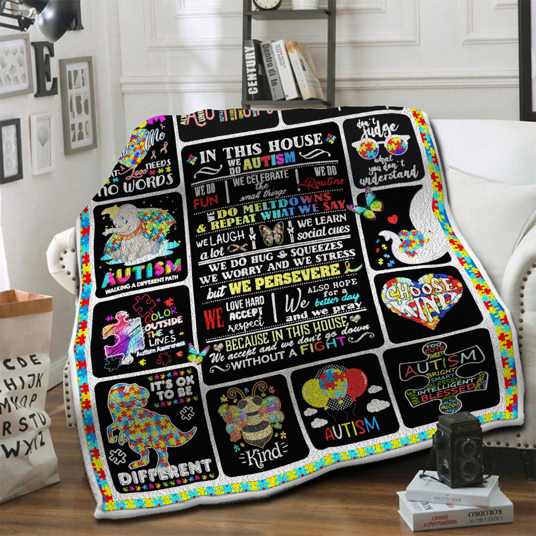 litzzy Autism Fleece Blanket HST19103561 Fleece Blanket   