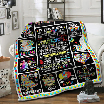 litzzy Autism Fleece Blanket HST19103561 Fleece Blanket   