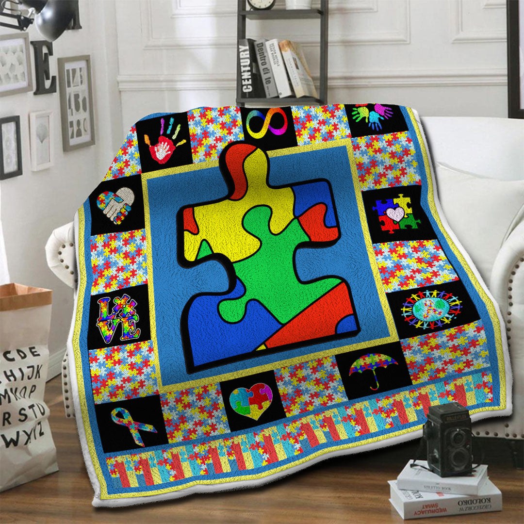 litzzy Autism HQT1610349 Fleece Blanket Fleece Blanket   