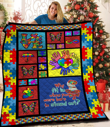 litzzy Autism Fleece Blanket HQT201106 Quilt Blanket   