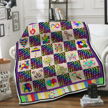 litzzy Autism HQT1610386 Fleece Blanket Fleece Blanket   