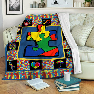 litzzy Autism HQT1610349 Fleece Blanket Fleece Blanket   
