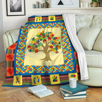litzzy Autism HQT1610383 Fleece Blanket Fleece Blanket   