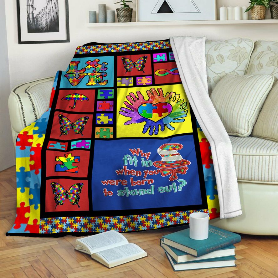 litzzy Autism HQT1610385 Fleece Blanket Fleece Blanket   