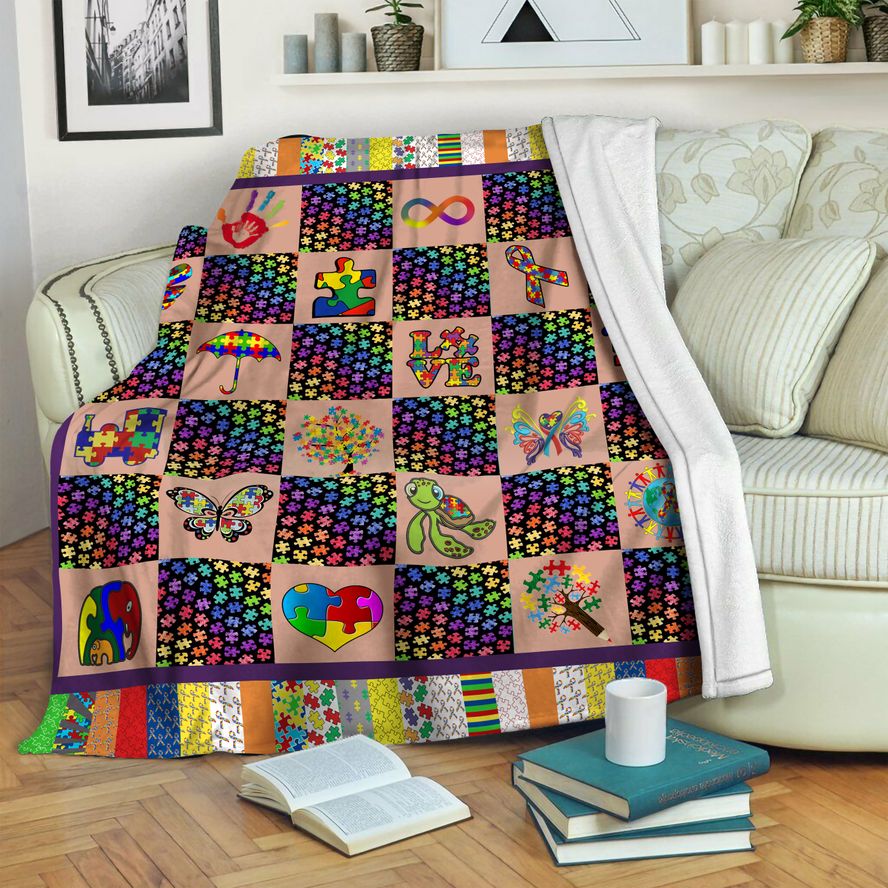 litzzy Autism HQT1610386 Fleece Blanket Fleece Blanket   
