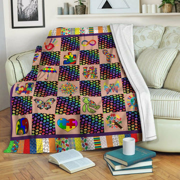 litzzy Autism HQT1610386 Fleece Blanket Fleece Blanket   