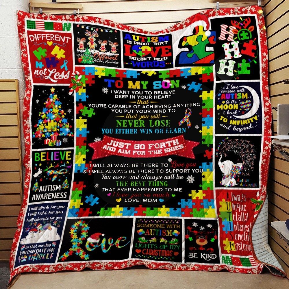 litzzy Autism Christmas CLA0412799Q Fleece Blanket Quilt Blanket   